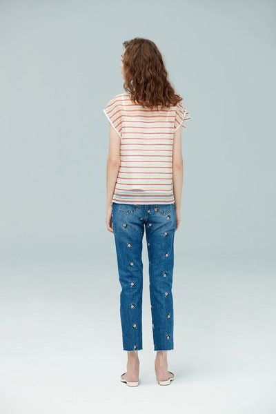 Striped translucent top