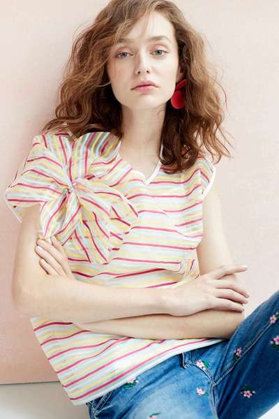 Striped translucent top