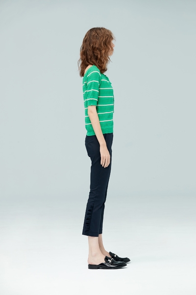 Striped slim knit top