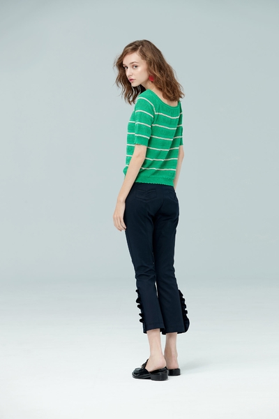 Striped slim knit top