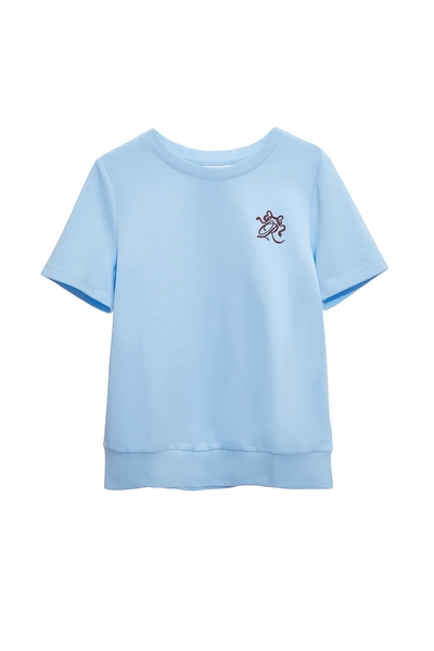 帆船藍配色刺繡T恤上衣