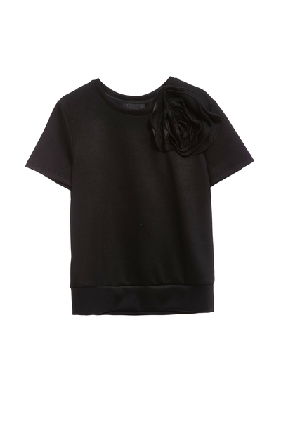 黑玫瑰繞花短袖單品