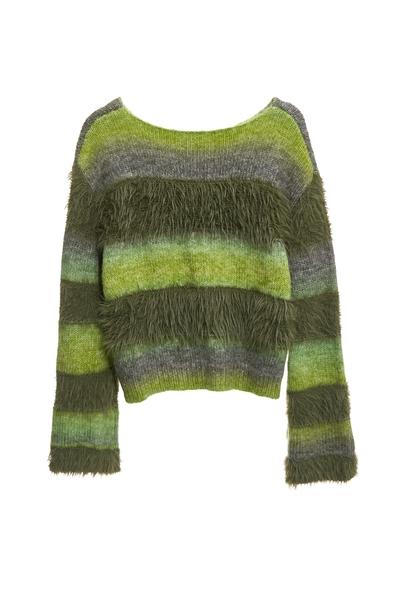 酸橙綠漸層色針織上衣