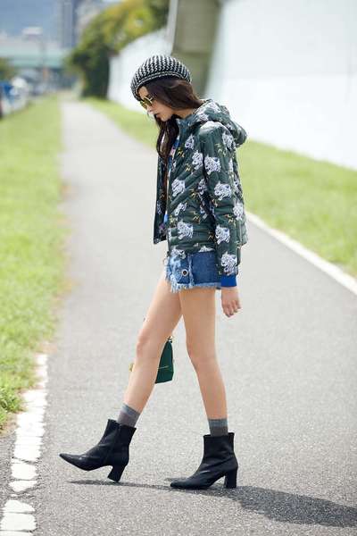 street style tiger head print hooded jacket