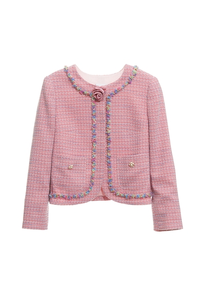 小香風鏈飾奢華粉外套