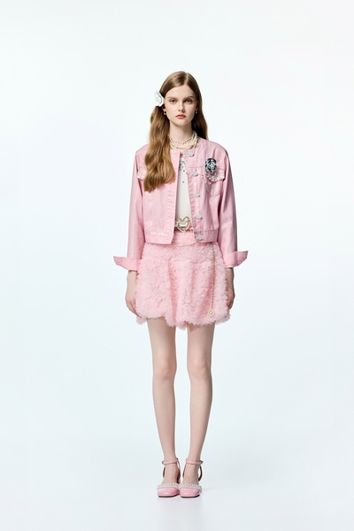 寧靜石英色花朵降落傘裙