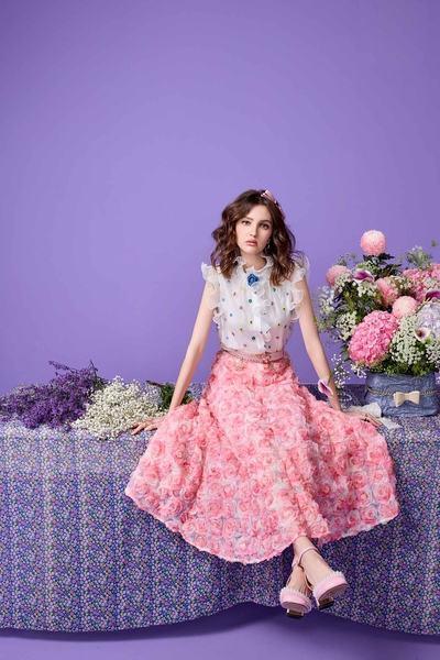 奢華粉玫瑰造型長裙