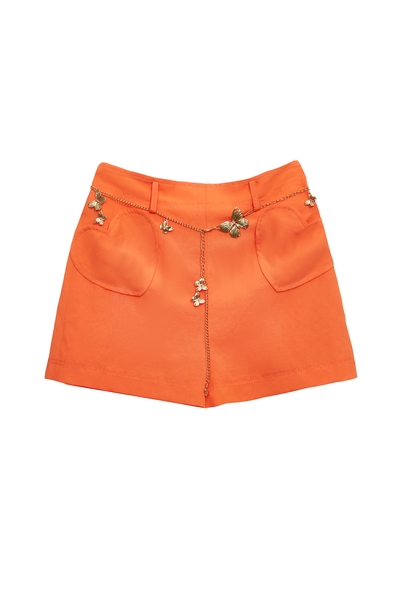 落日珊瑚色愛心口袋短褲