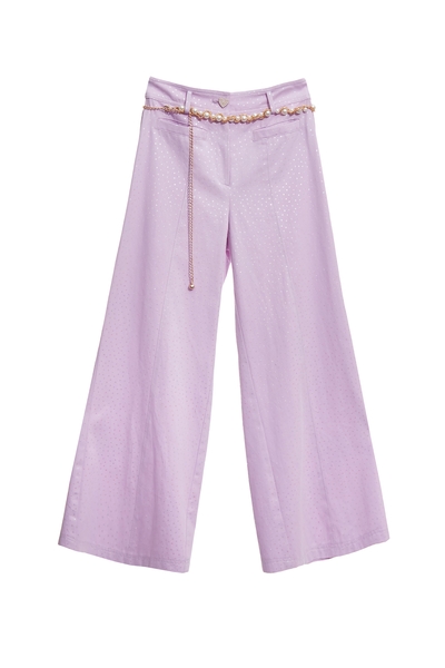 光澤感星星造型闊腿褲