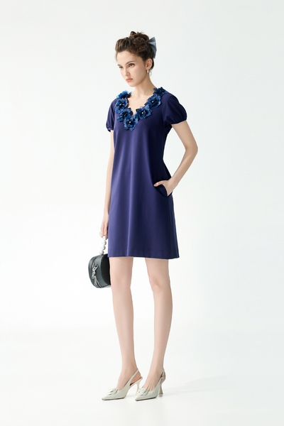 經典海軍藍直筒洋裝