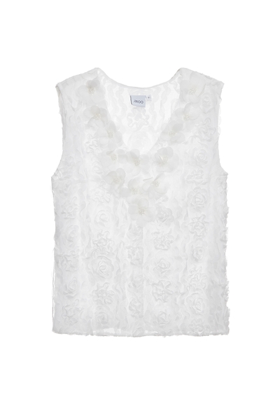 綴玫瑰花朵壓紋上衣