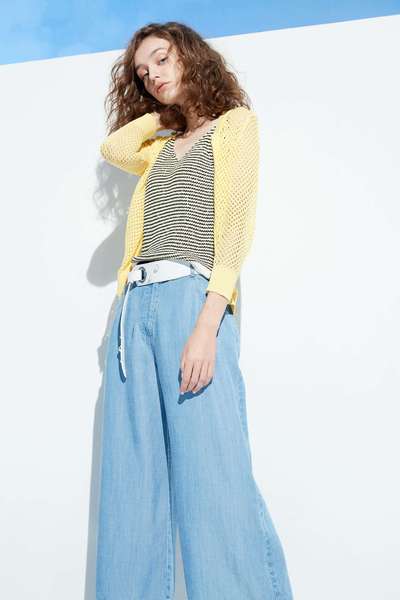 Striped V-neck knit vest