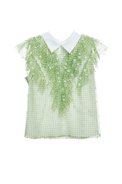 白葡萄綠格紋上衣