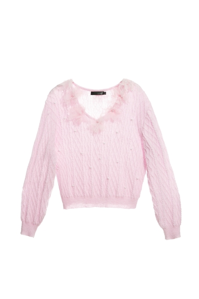 漸層光耀粉針織上衣