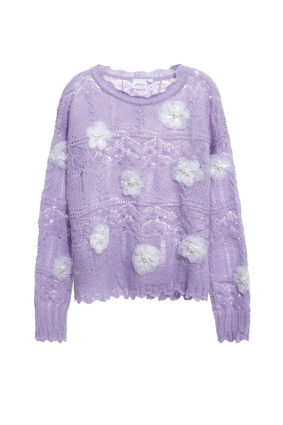 大麗花紫毛海針織上衣