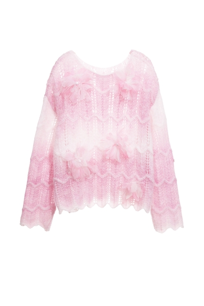 玫瑰石英粉漸層染針織上衣