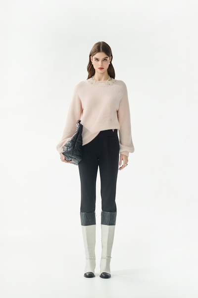 雙腰頭簡約合身褲