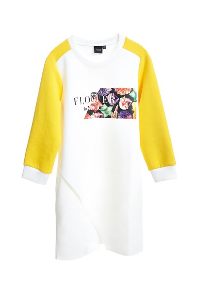 iROO x Flower in Vogue color spliced long sleeves with irregular cutting design
