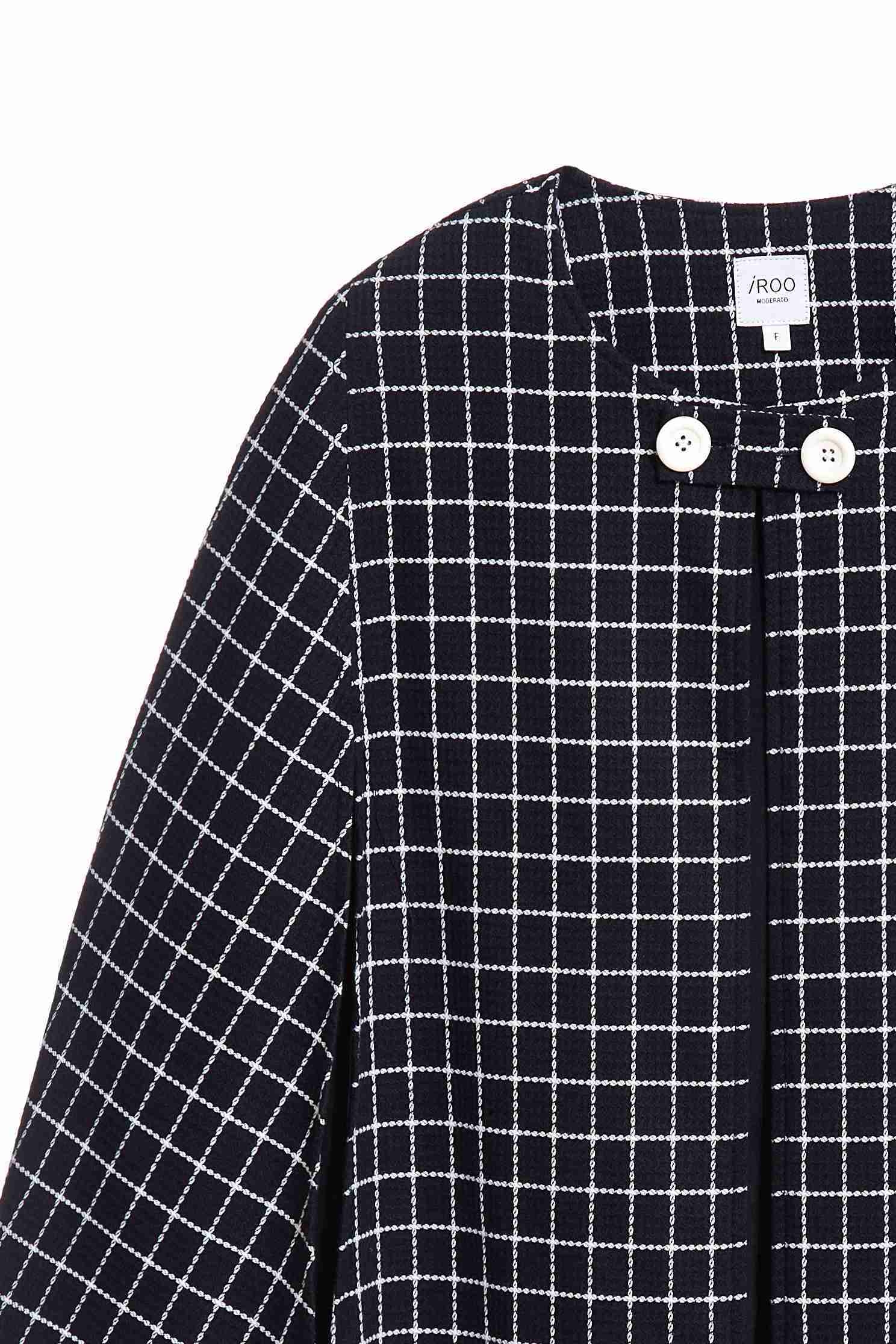 Navy blue england checkered long Sleeve blazer