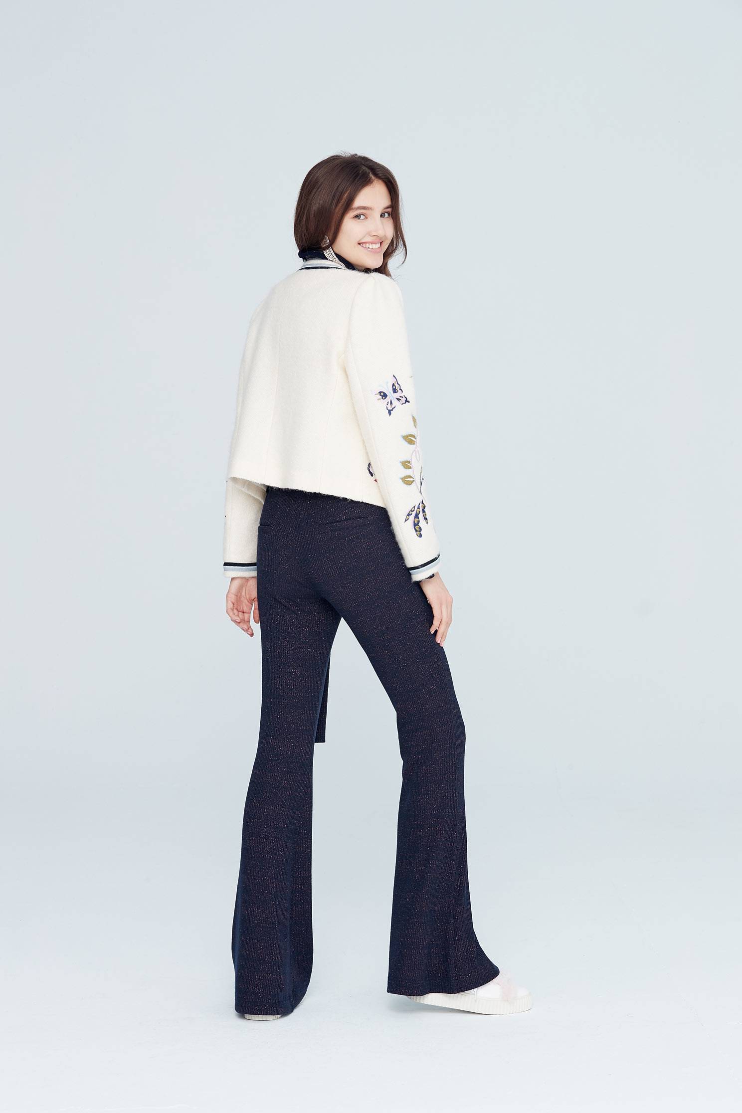 Forest embroidered classic knit coat