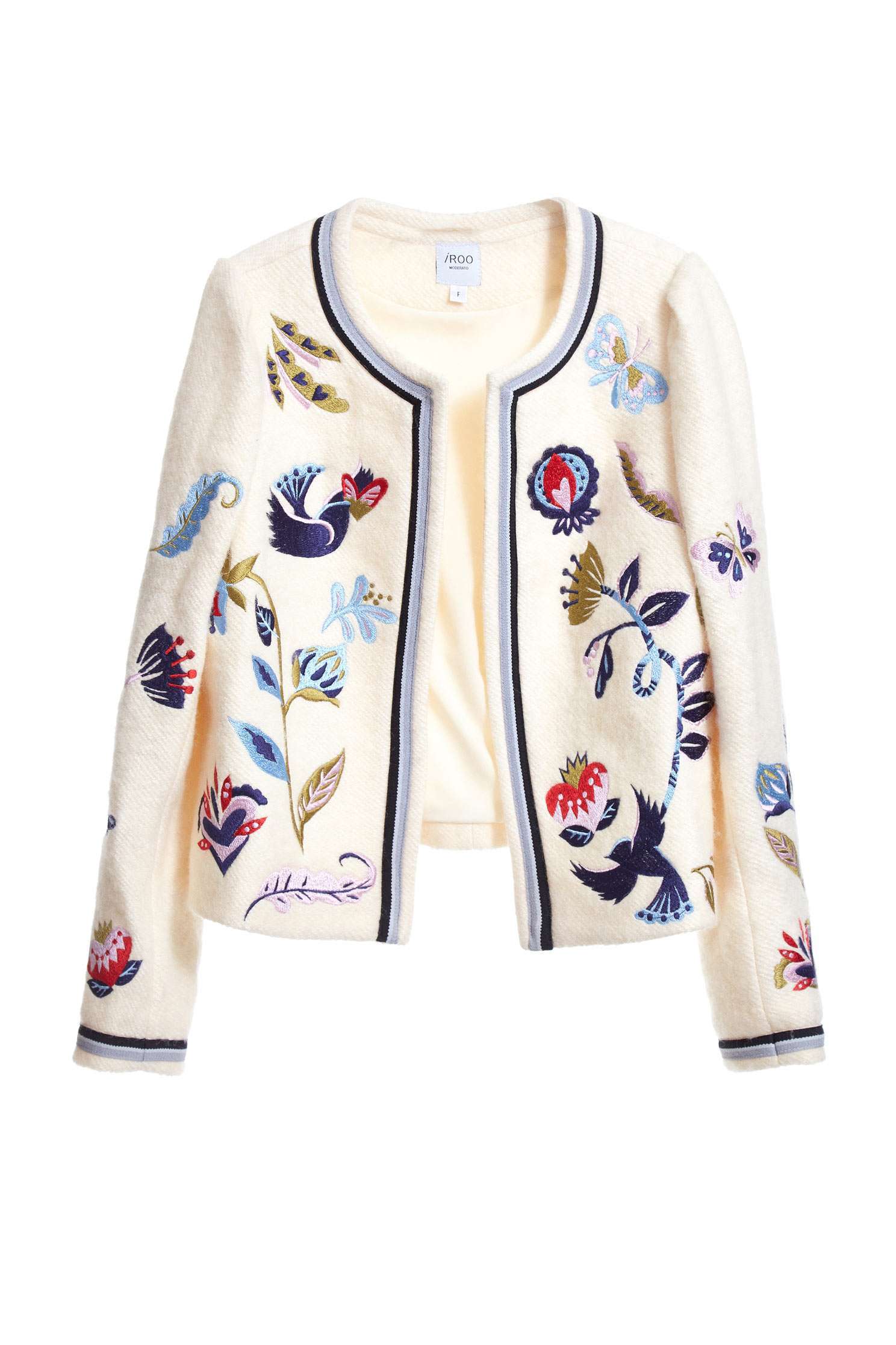 Forest embroidered classic knit coat