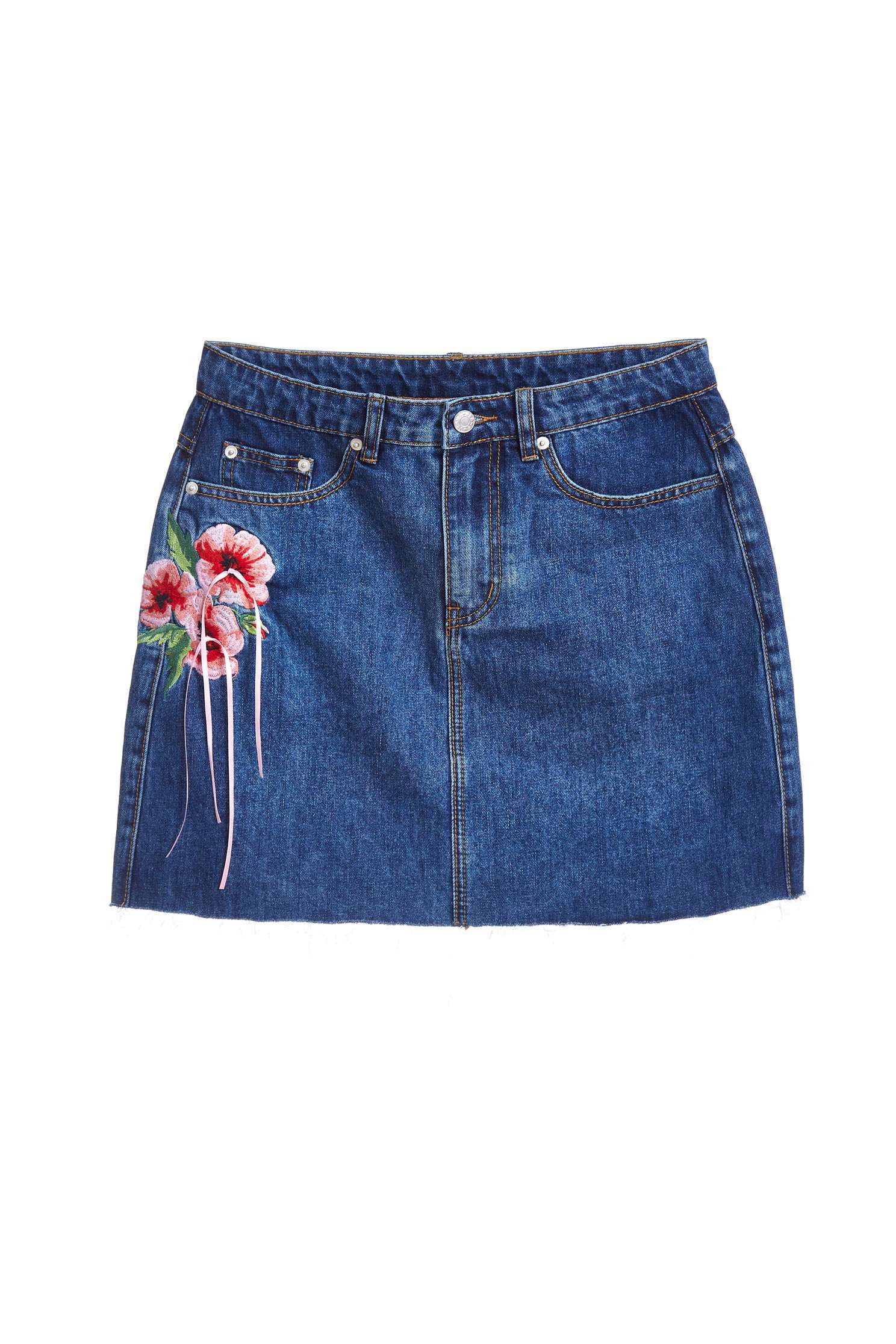 Embroidered class denim skirt