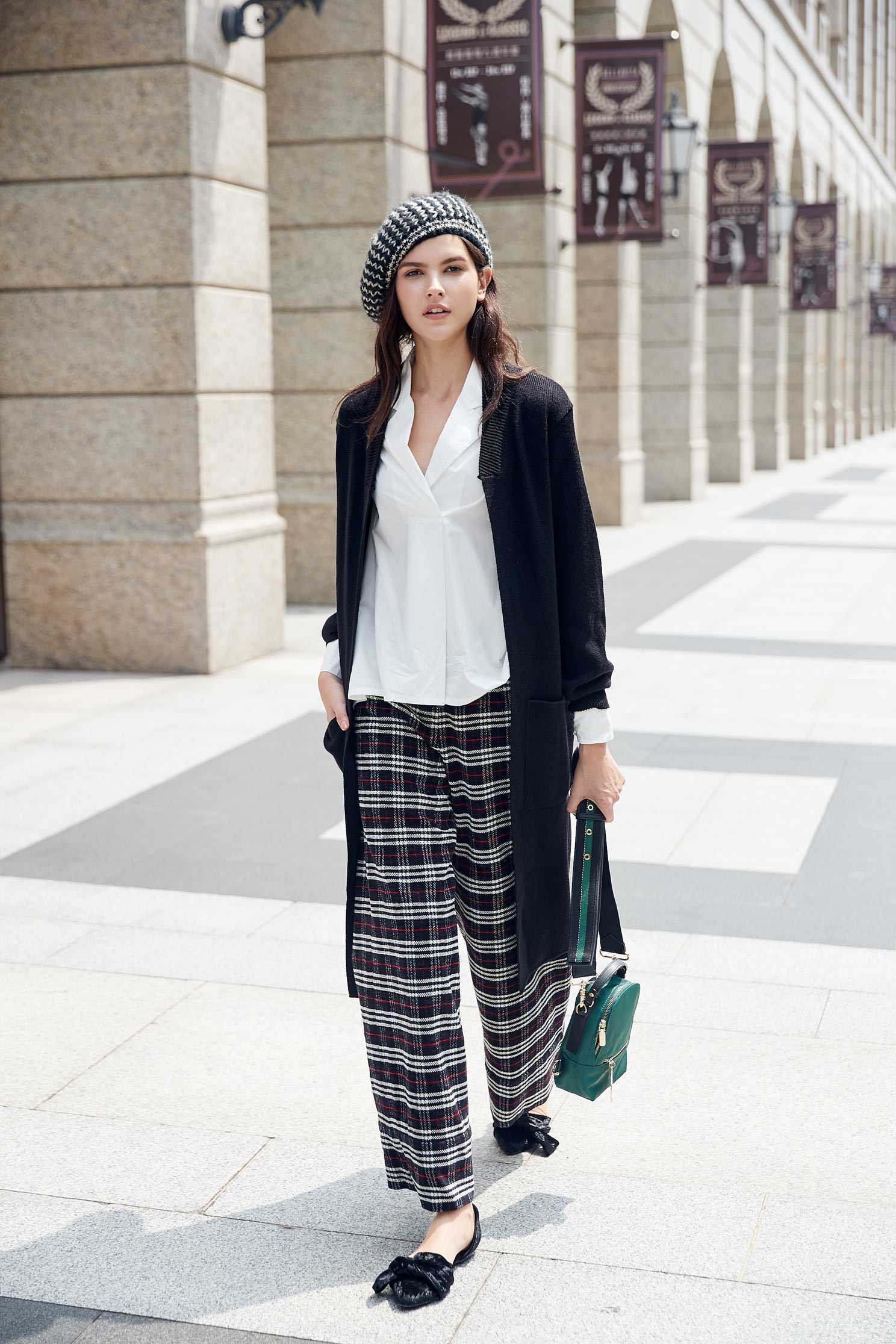 Vintage plaid classic design culottes