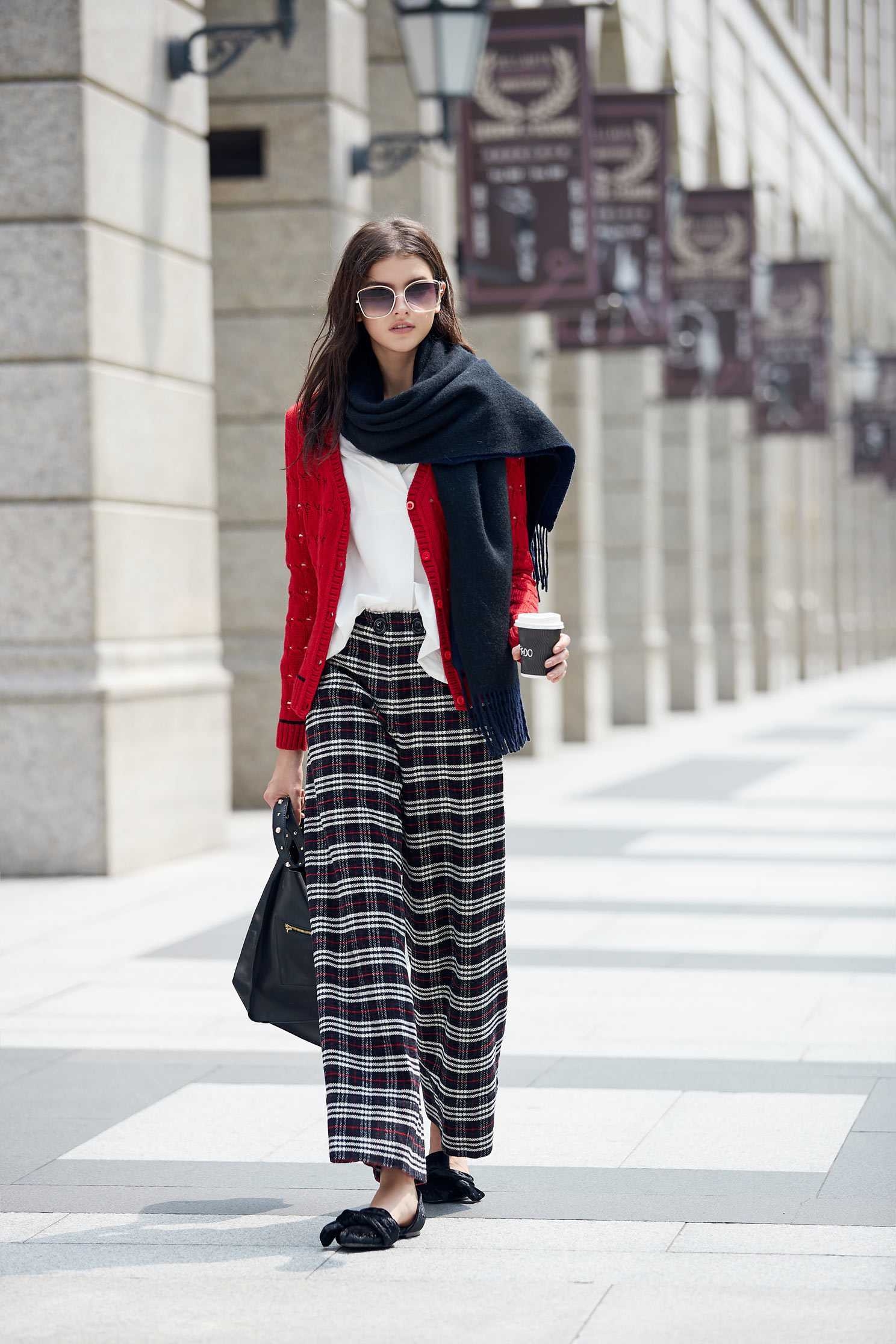 Vintage plaid classic design culottes