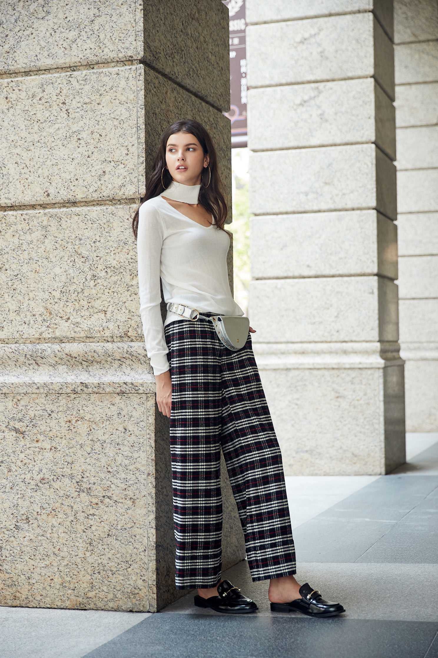 Vintage plaid classic design culottes