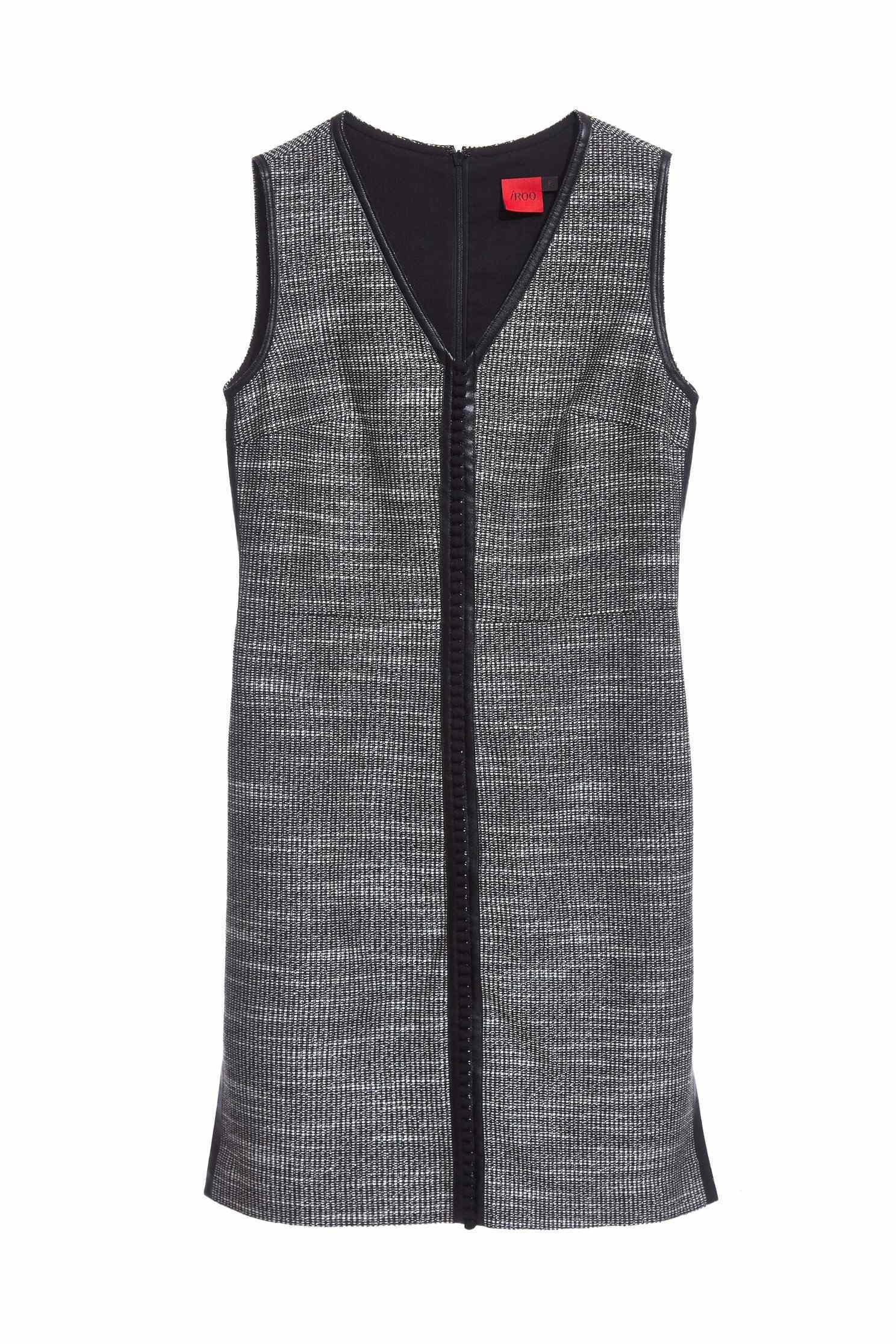 dress with faux leather trim