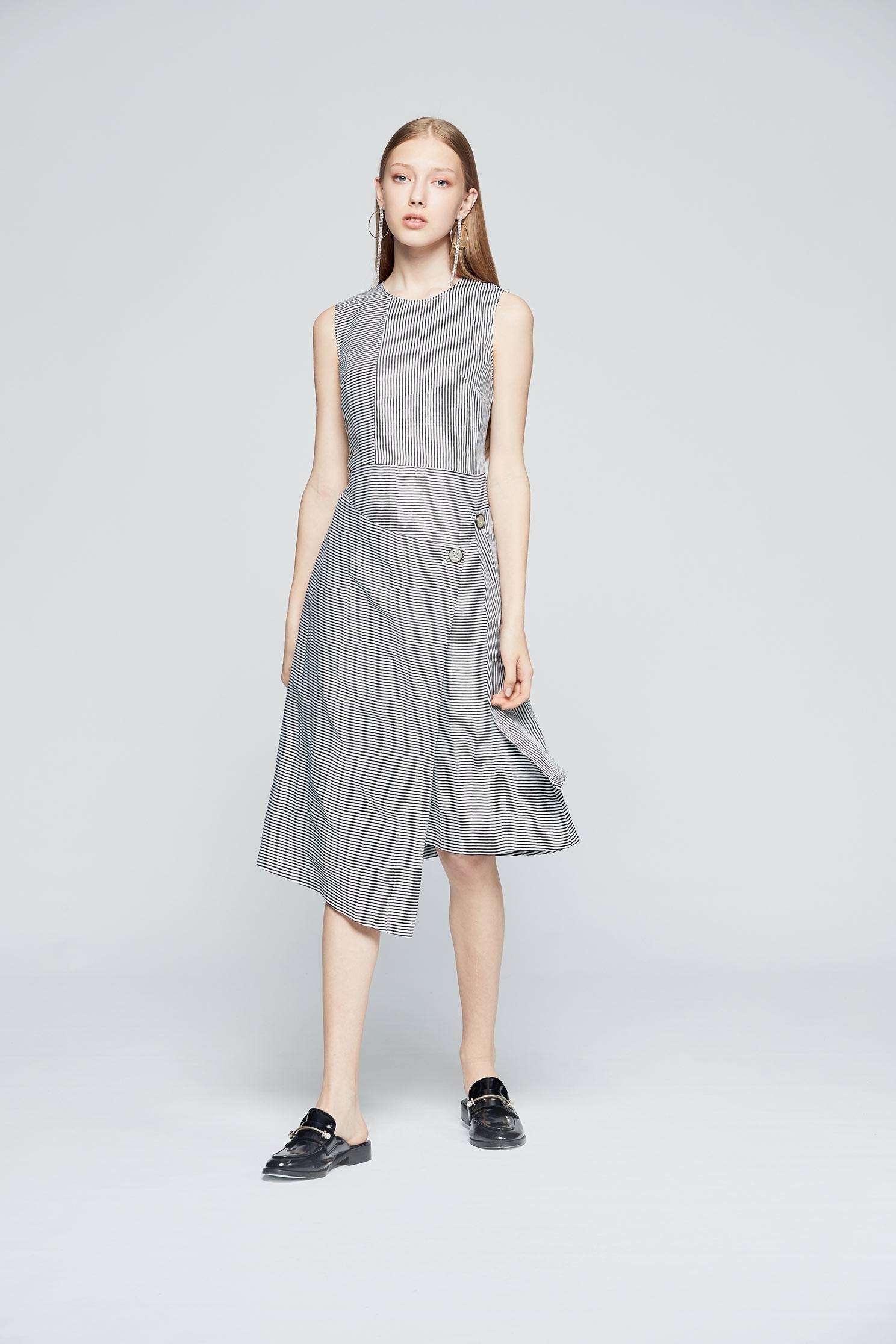 Striped irregular design dress