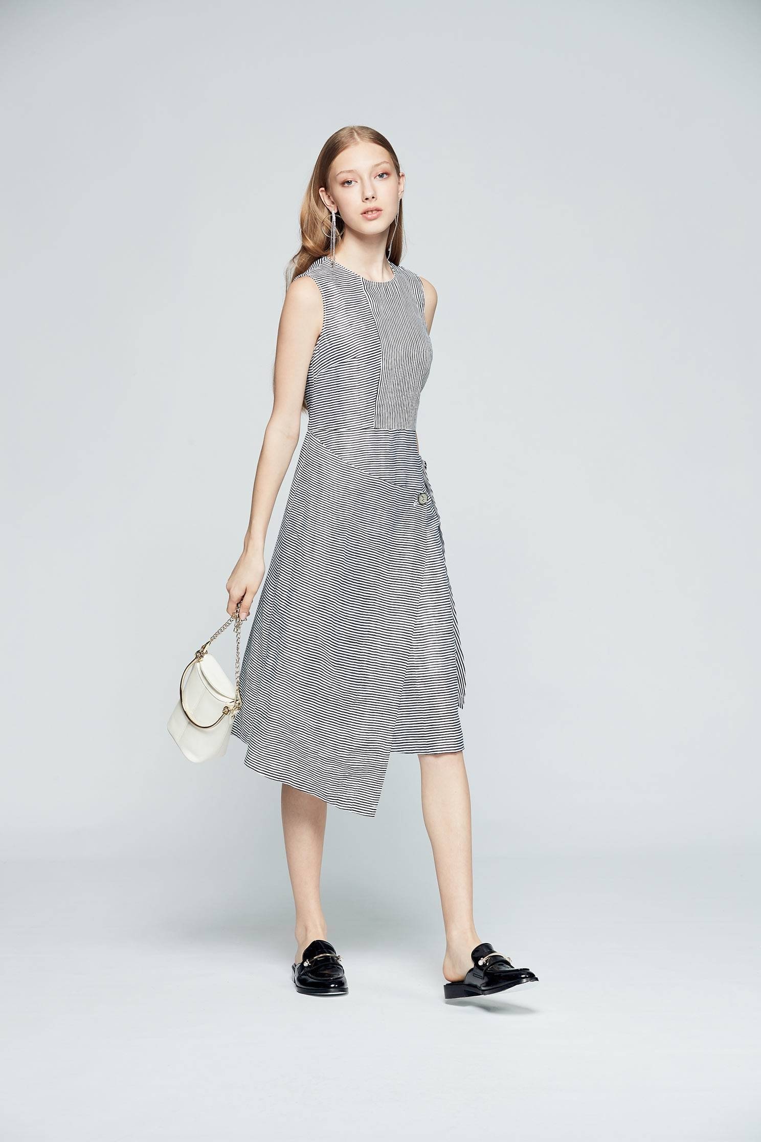 Striped irregular design dress