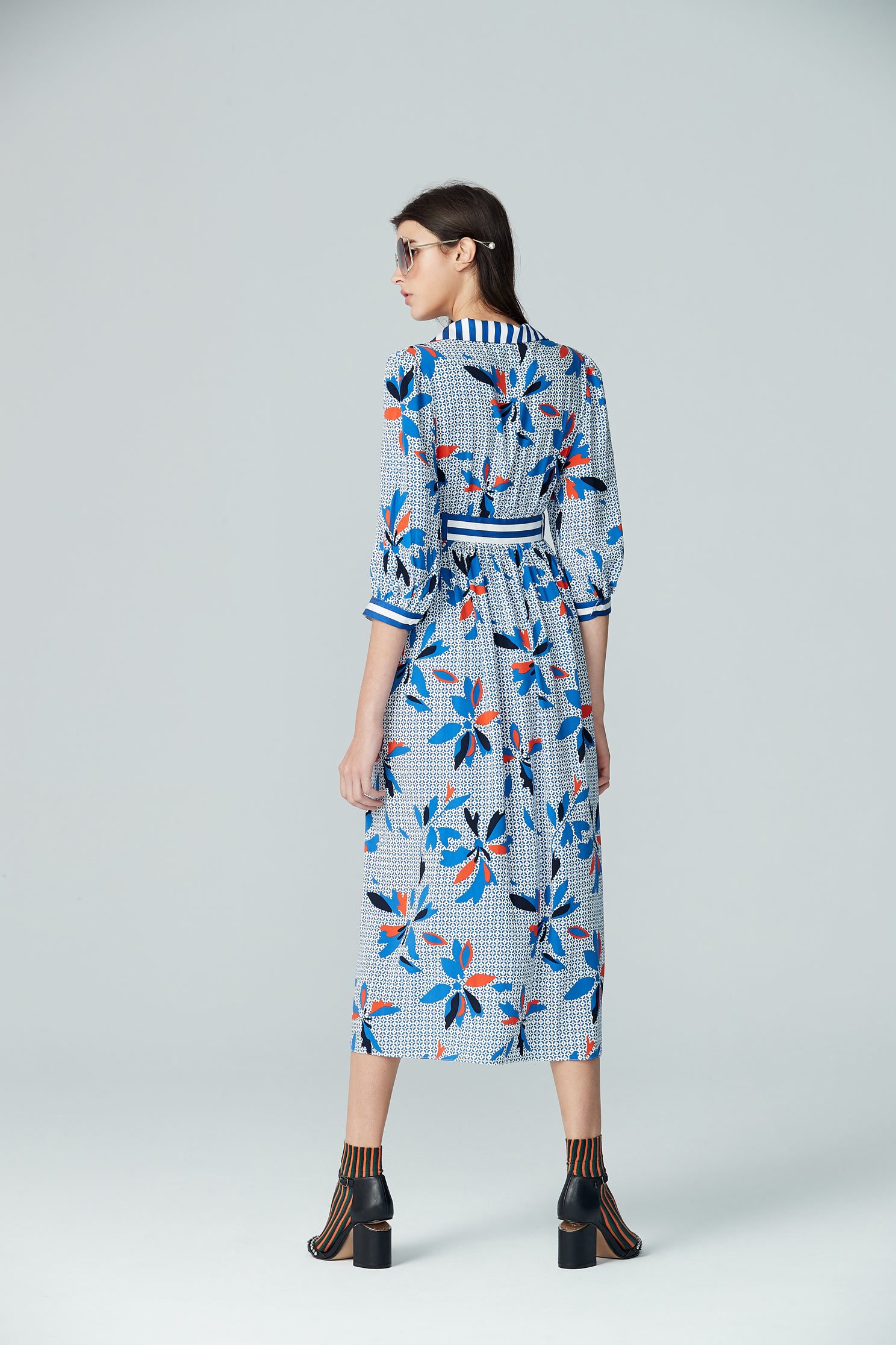flower pattern chiffon dress