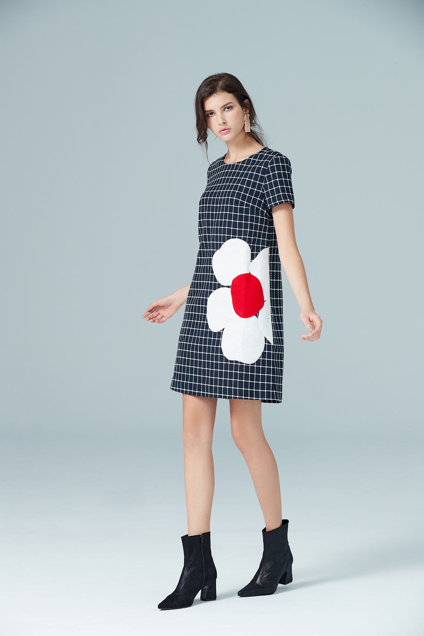Navy blue england checkered dress