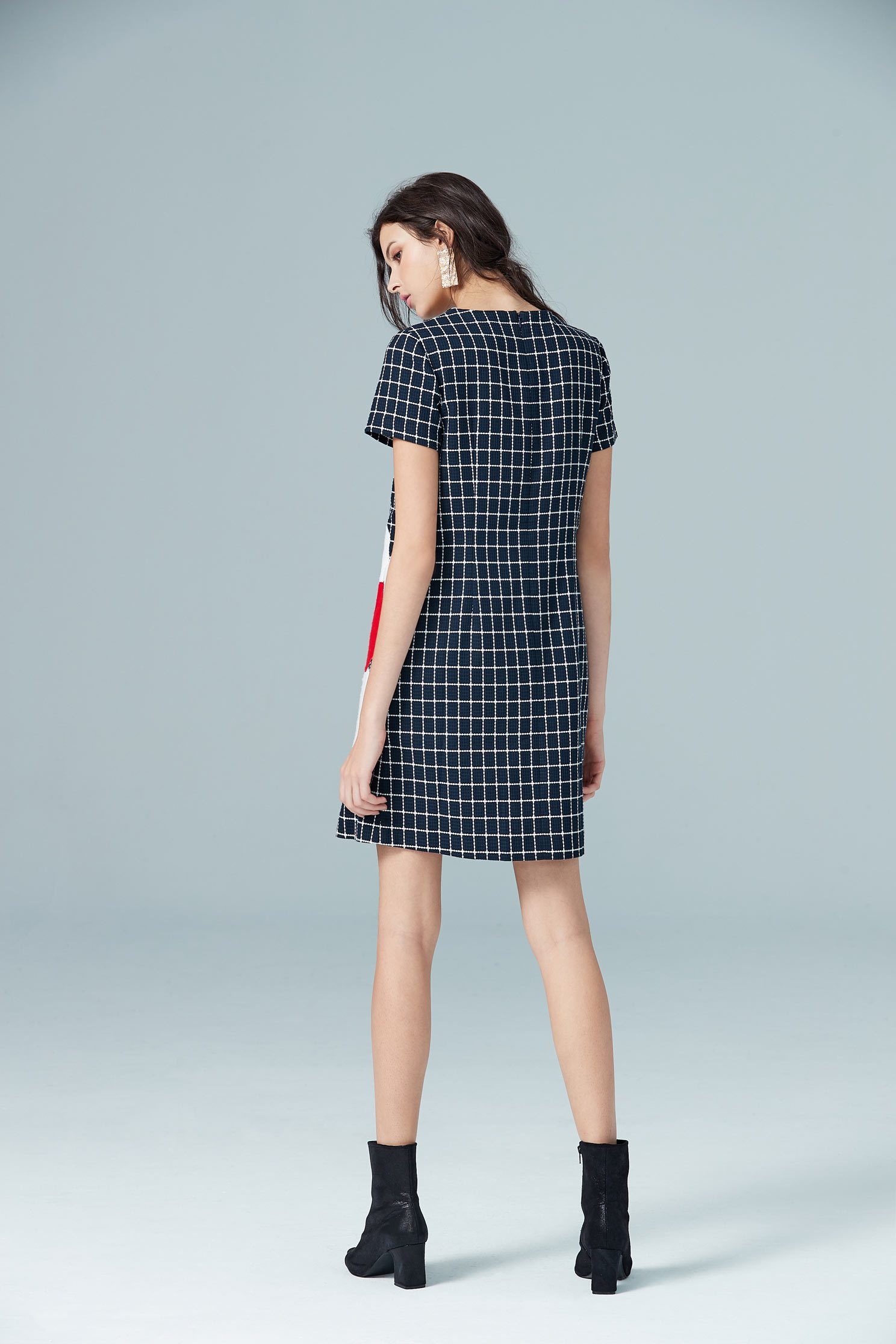 Navy blue england checkered dress