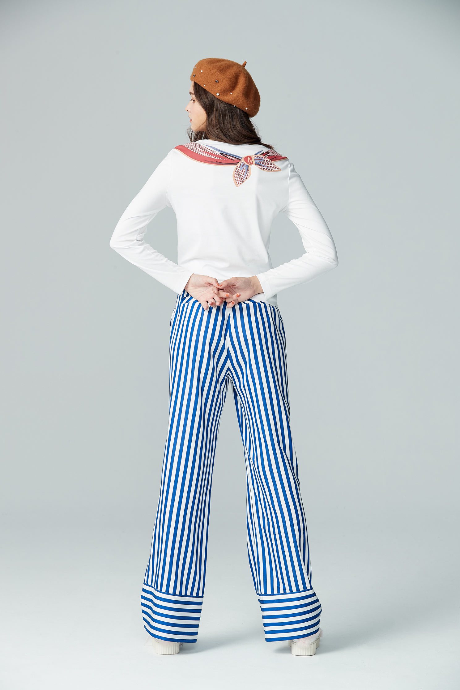 Floral Embroidered Cotton Collared top