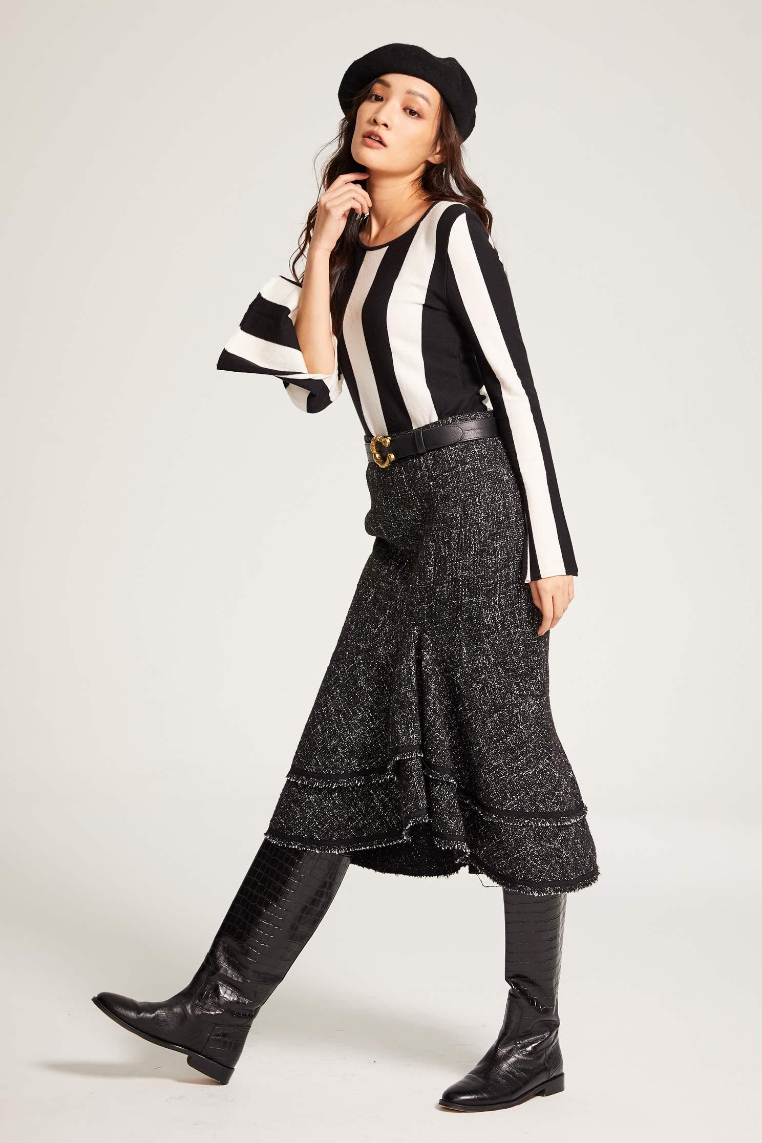 Thick striped knitted jumper