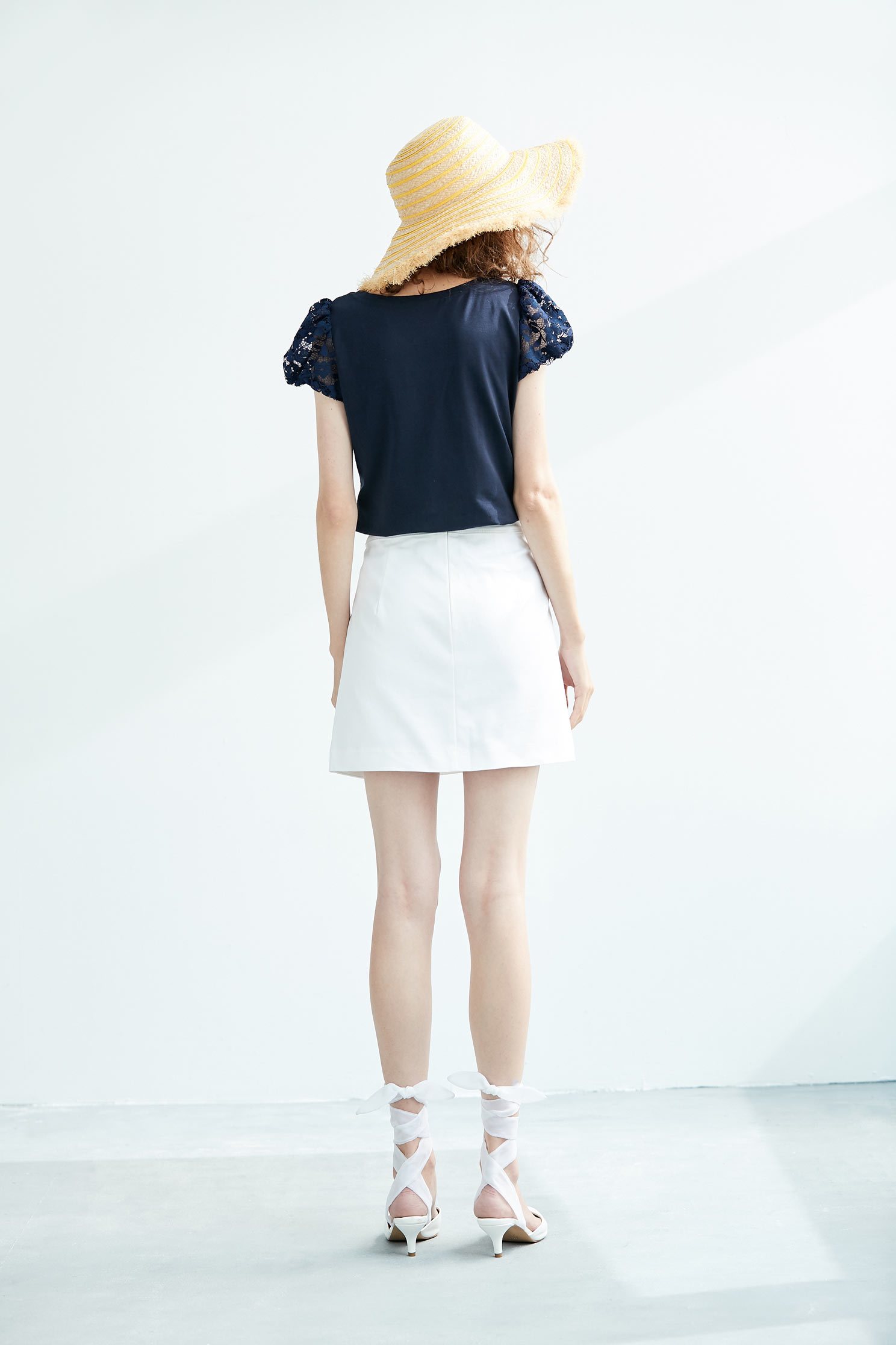 Lace sleeve fashion short-sleeved top