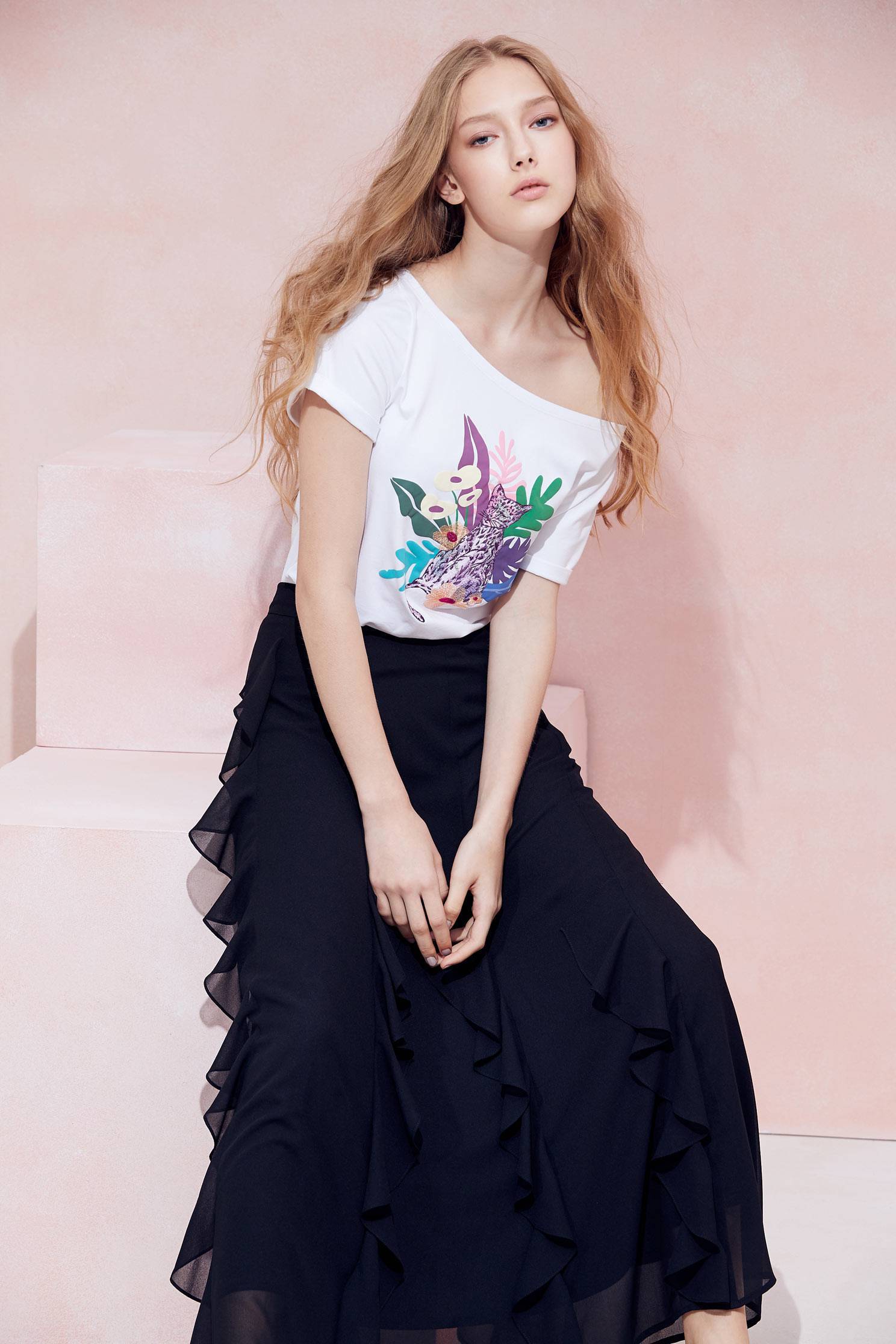Floral cotton T-shirt