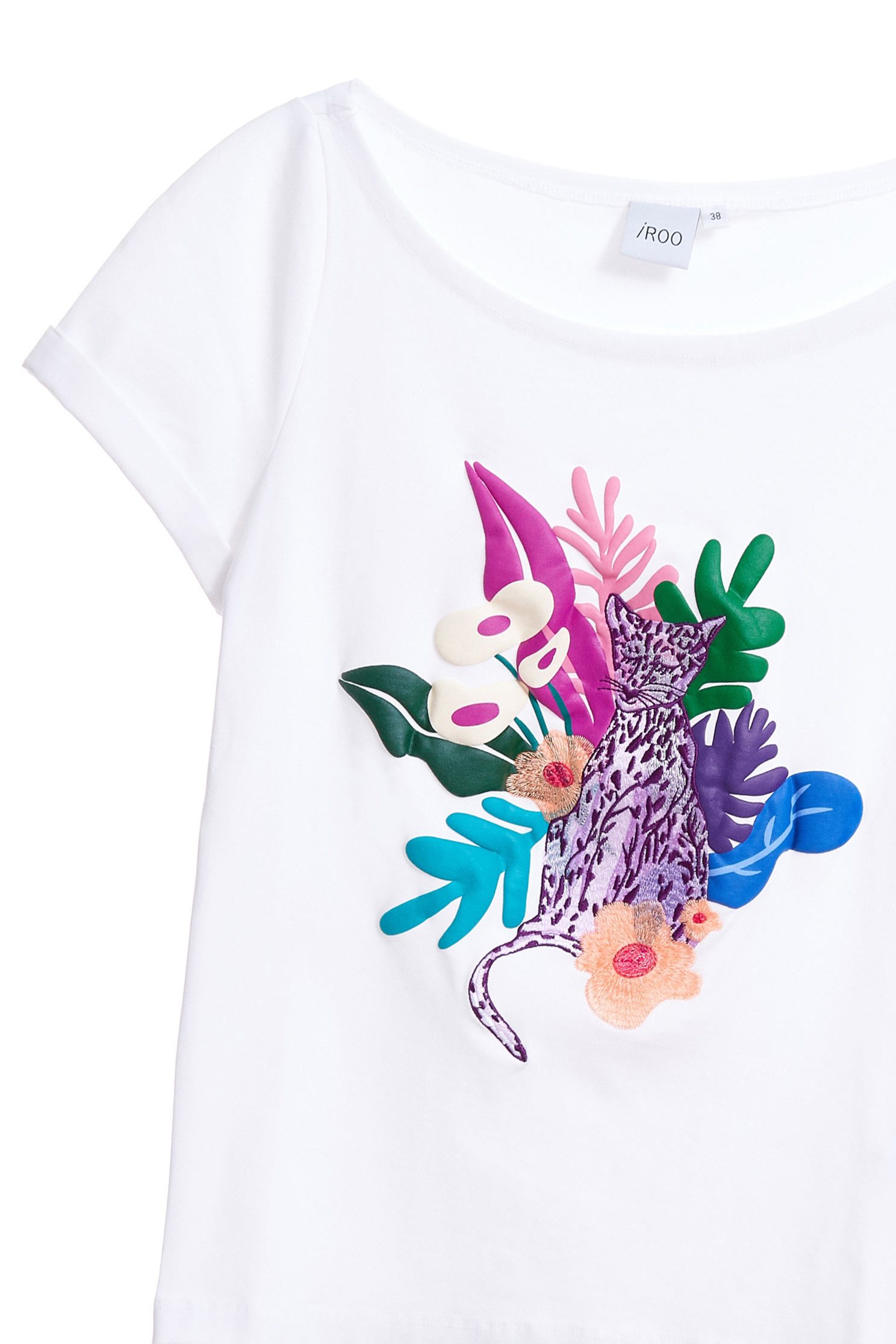 Floral cotton T-shirt