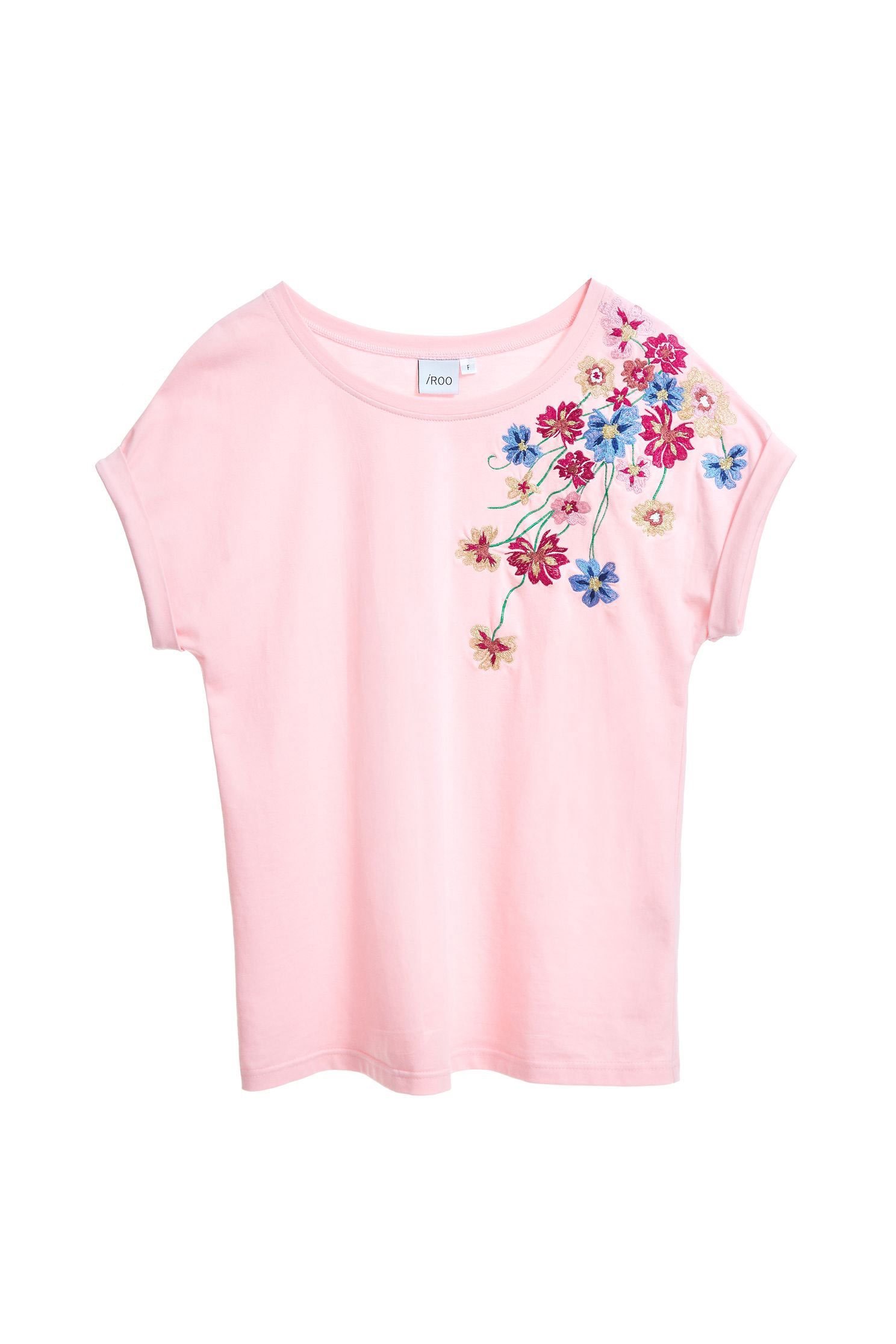 Elegant embroidered cotton T-shirt