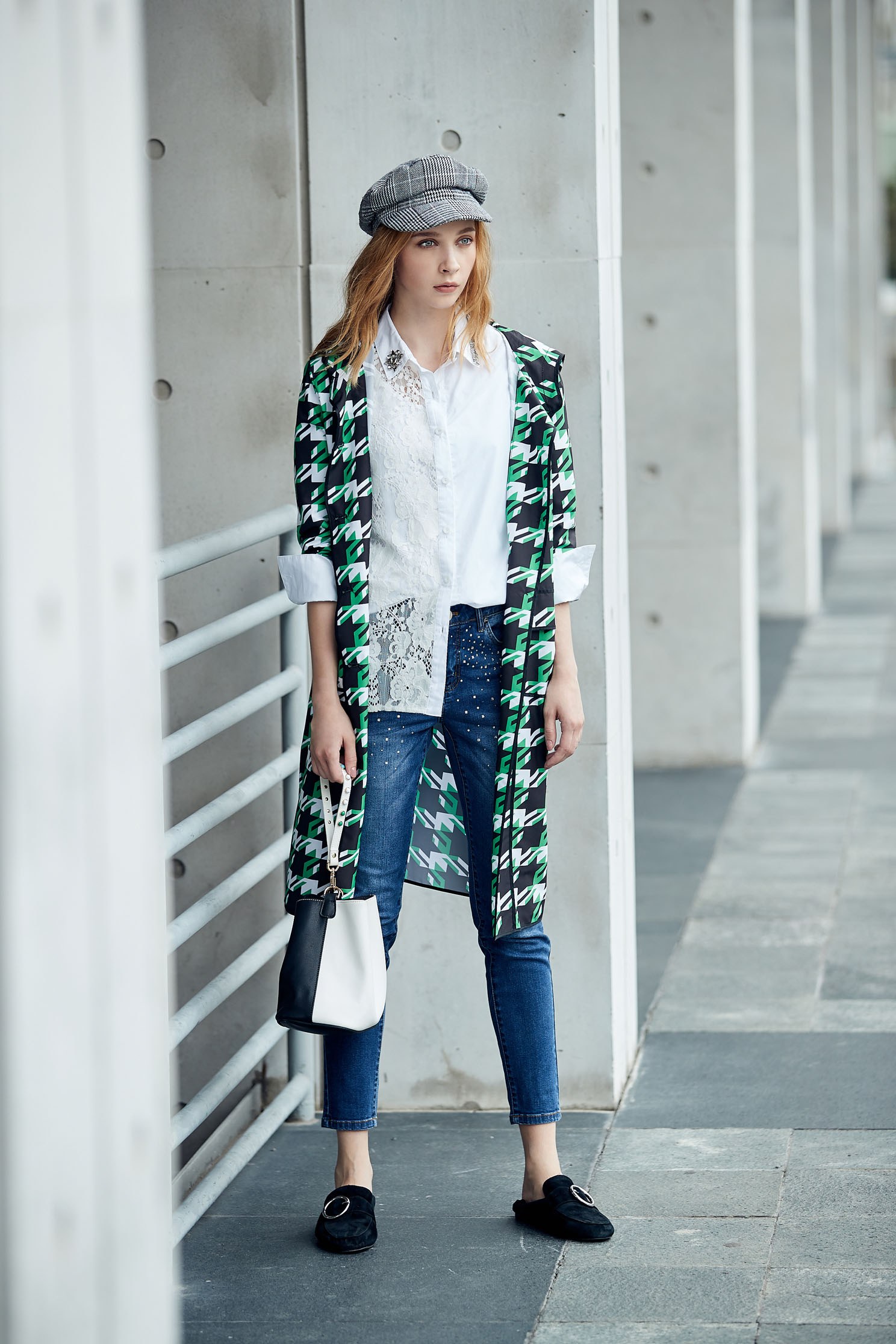 Houndstooth Pop Design Long Sleeve Jacket