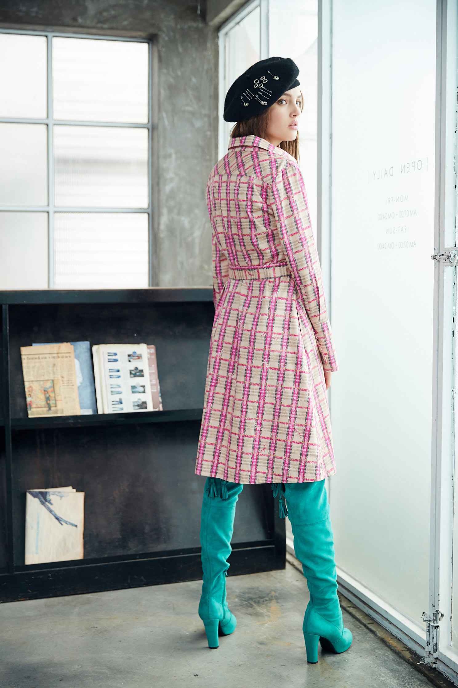 Plaid waist tie dess