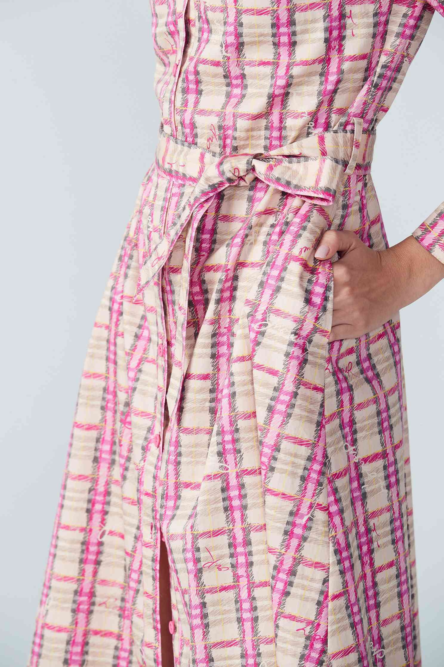Plaid waist tie dess
