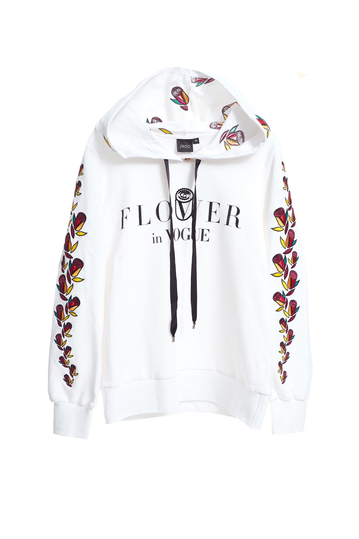 iROO x Flower in Vogue Floral Embroidered Hoodie Hooded Sweatshirt