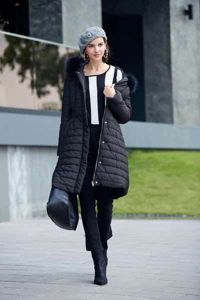 faux fur tirim collar coat jacket