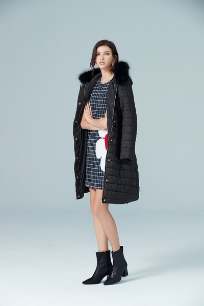 faux fur tirim collar coat jacket