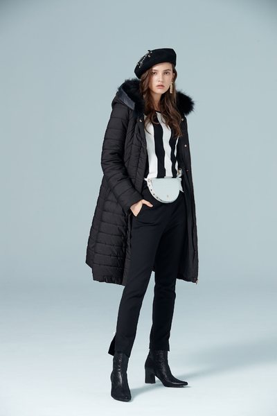 faux fur tirim collar coat jacket