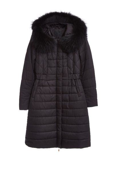 faux fur tirim collar coat jacket