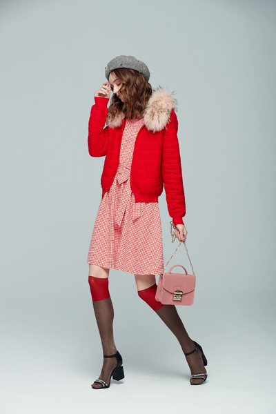 Cardigan with faux fur collar